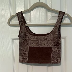 Free People Brown Patchwork Crop Tank